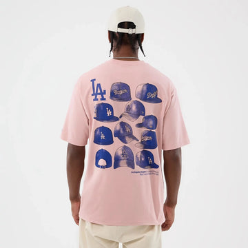 T-Shirt Oversized LA Dodgers MLB Cap Graphic Rosa Pastello