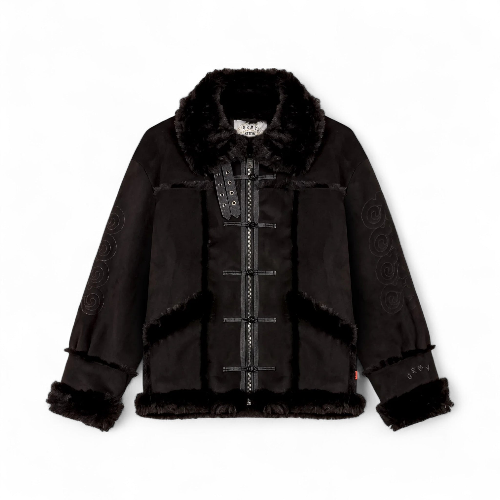 Sampans Suede Sherpa Black Jacket