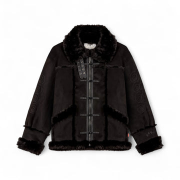 Sampans Suede Sherpa Black Jacket