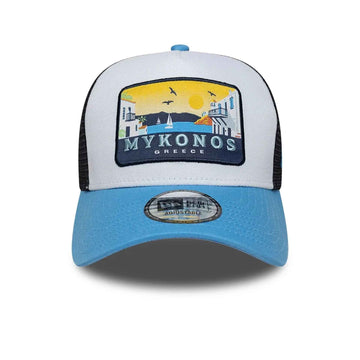 9FORTY A-Frame Trucker New Era Location Mykonos Blu Pastello