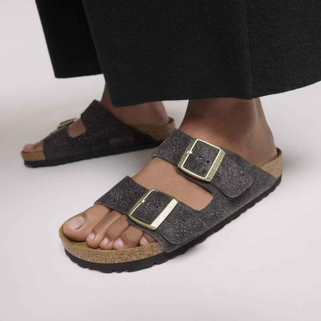 Arizona Suede Leather Shimmering Black