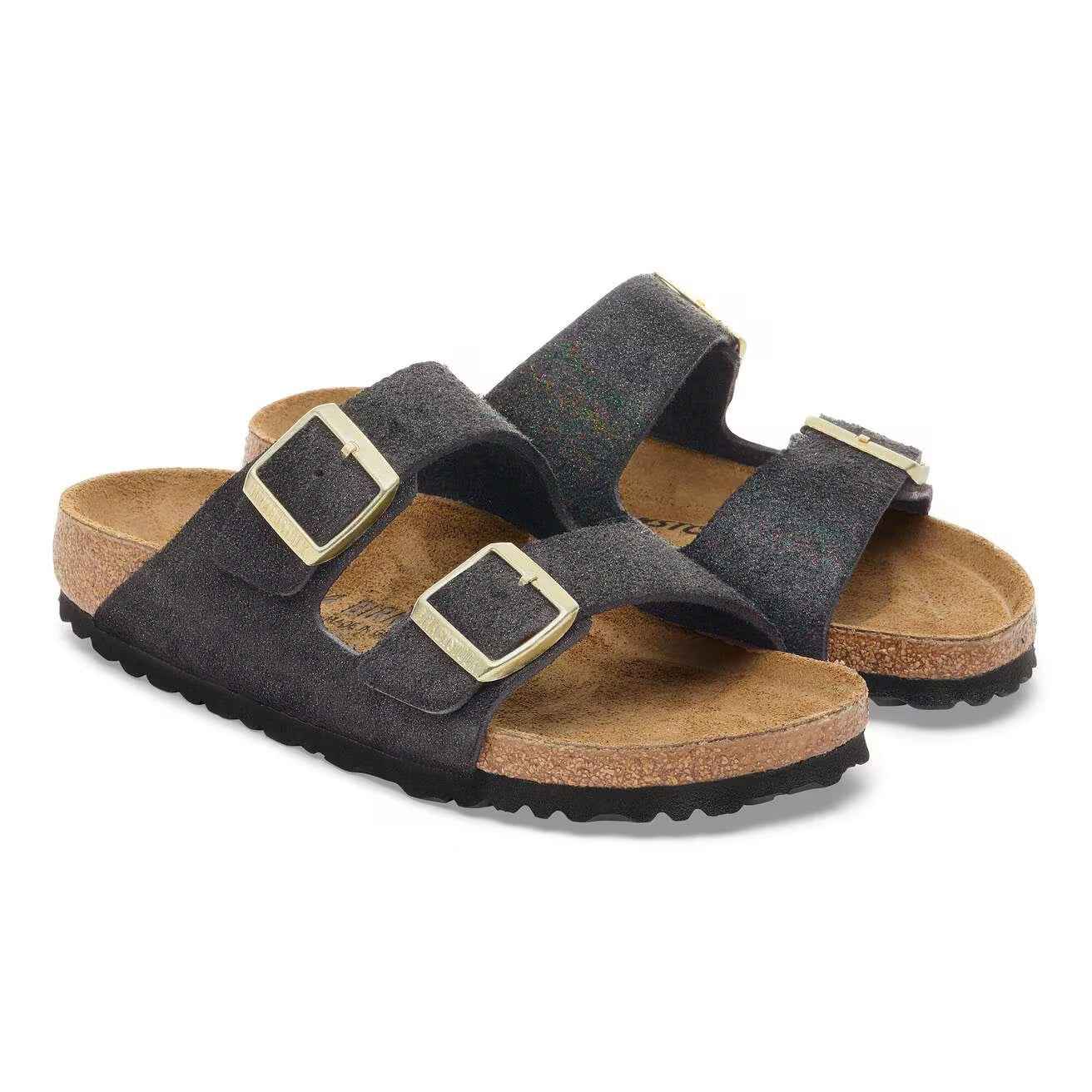 Arizona Suede Leather Shimmering Black