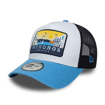 9FORTY A-Frame Trucker New Era Location Mykonos Blu Pastello
