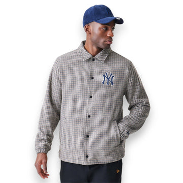 Mlb Check Coaches Jacket  New York Yankees logo button through