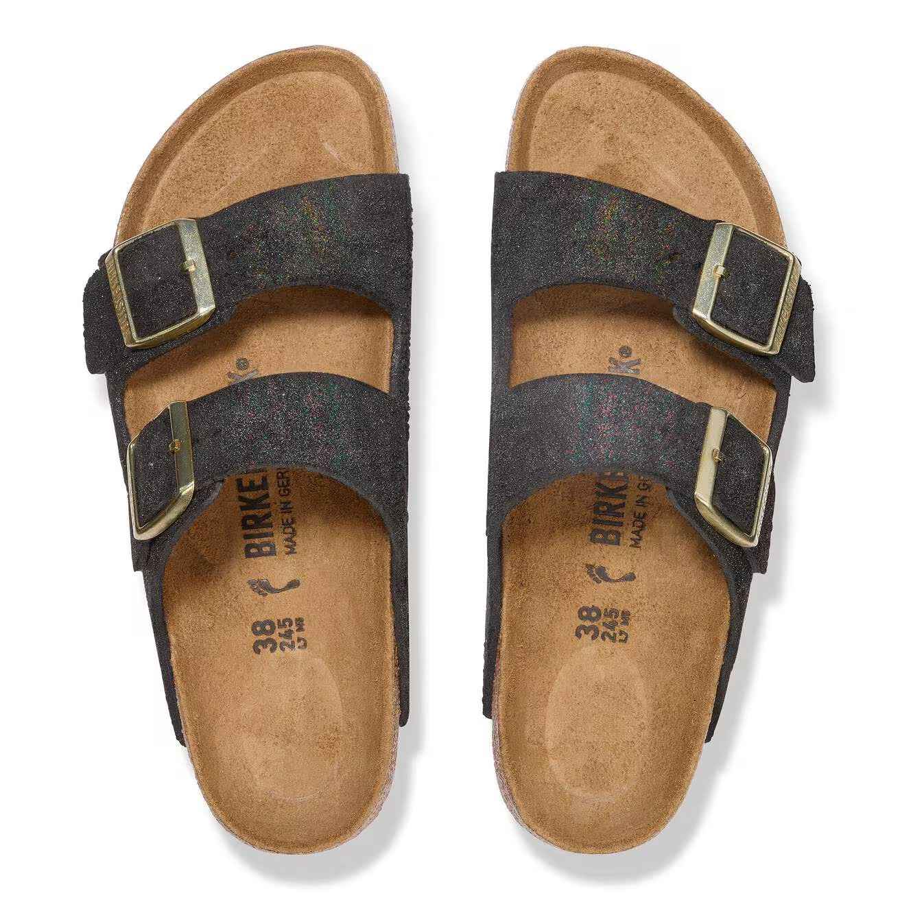 Arizona Suede Leather Shimmering Black