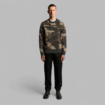 Brushed Camouflage Crew Neck Jumper